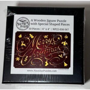 NAUTILUS Wooden Puzzle MERRY CHRISTMAS 50 pcs Mini 6" x 4"